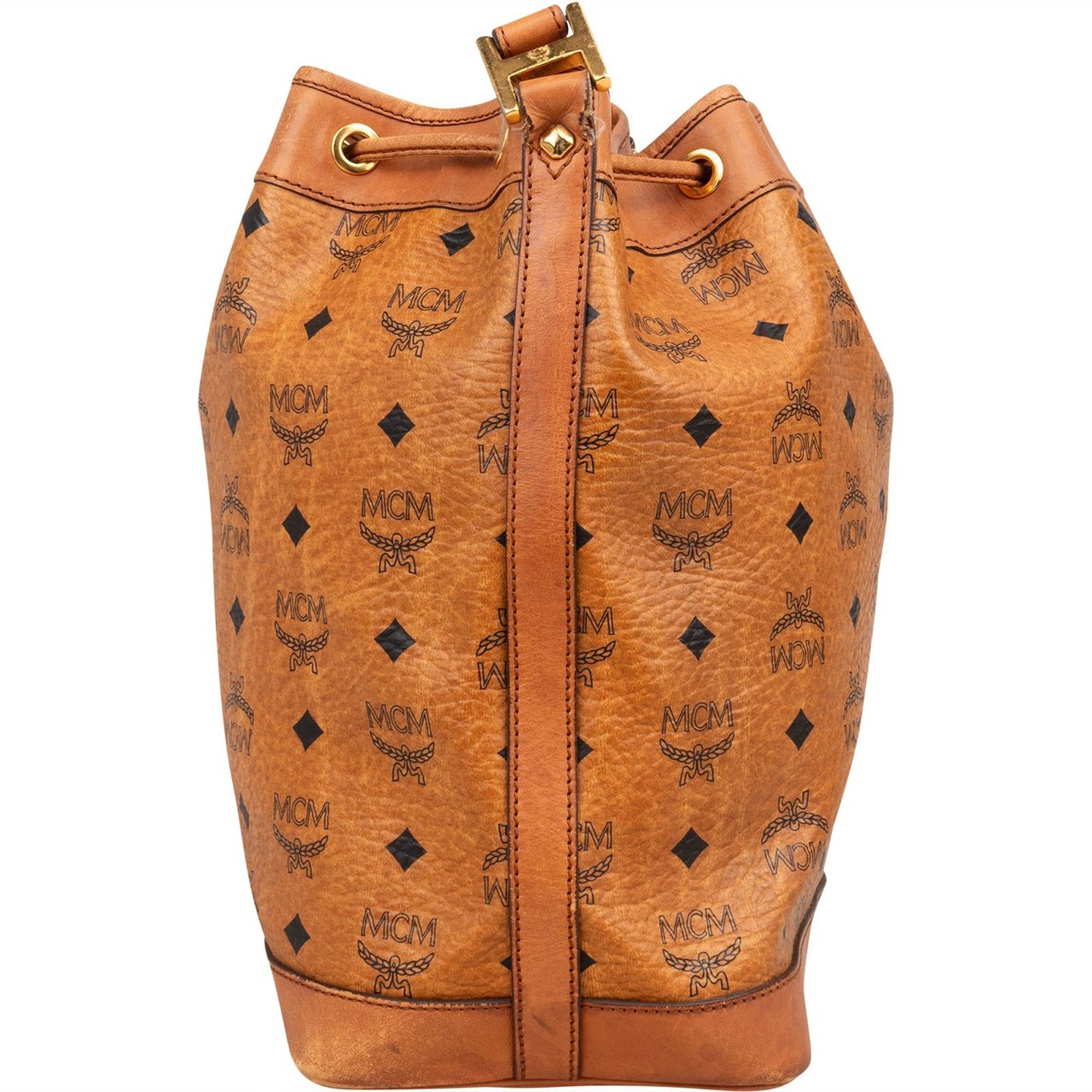 MCM Monogram Visetos Drawstring Crossbody Bag Bruin