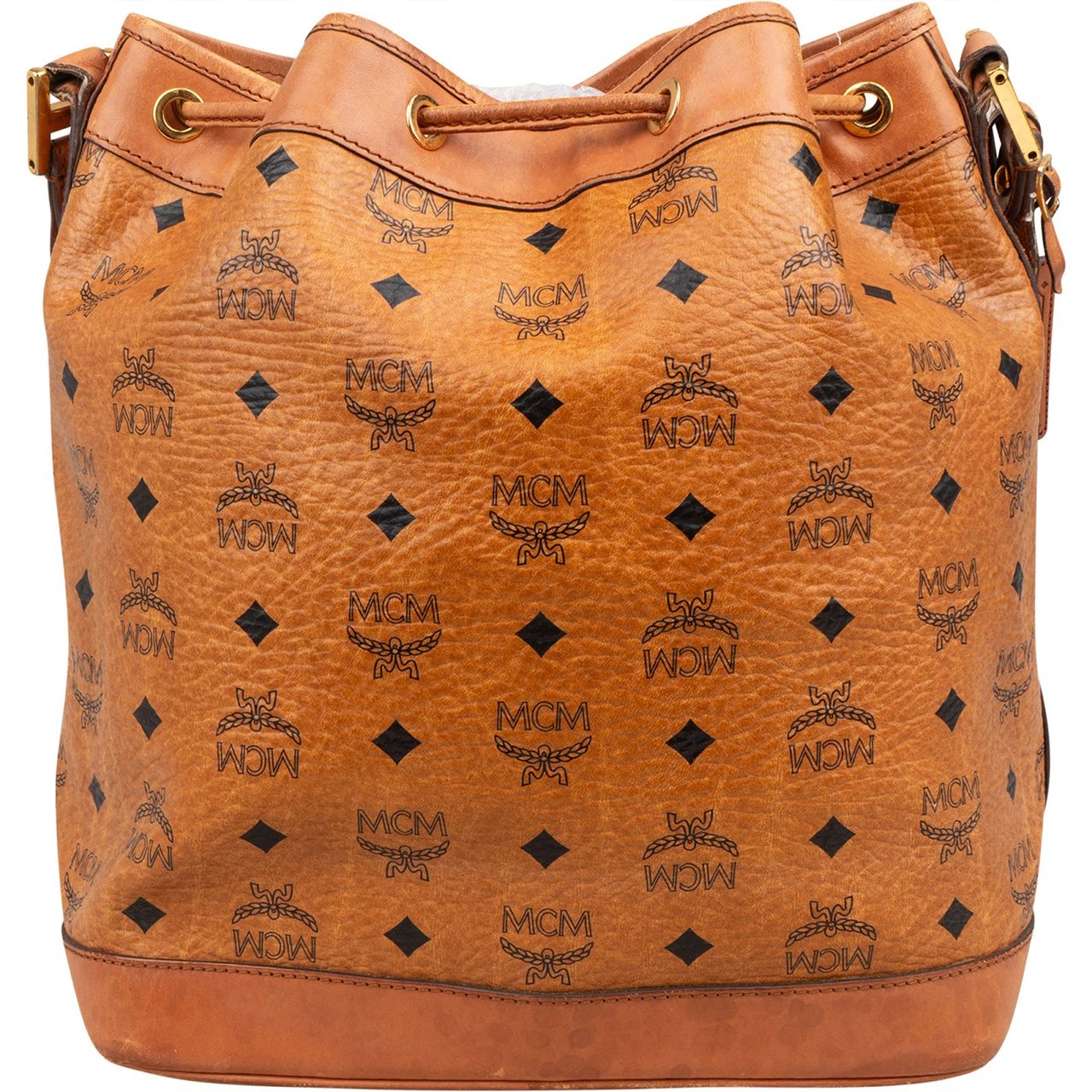 MCM Monogram Visetos Drawstring Crossbody Bag Bruin