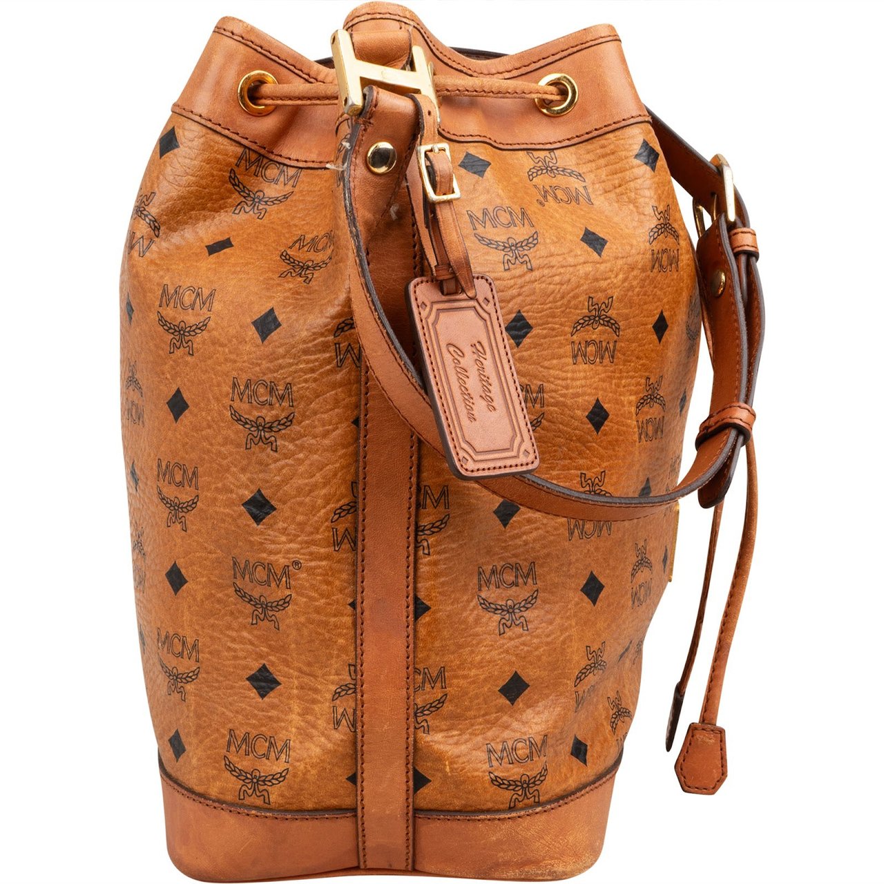 MCM Monogram Visetos Drawstring Crossbody Bag Bruin