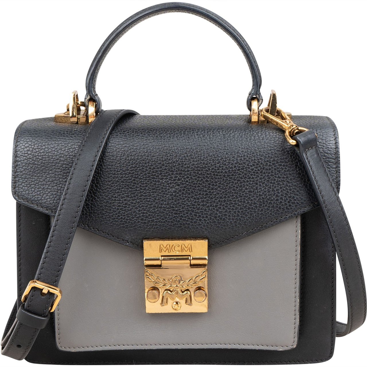 MCM Bicolor Leather Patricia Crossbody Handbag Zwart
