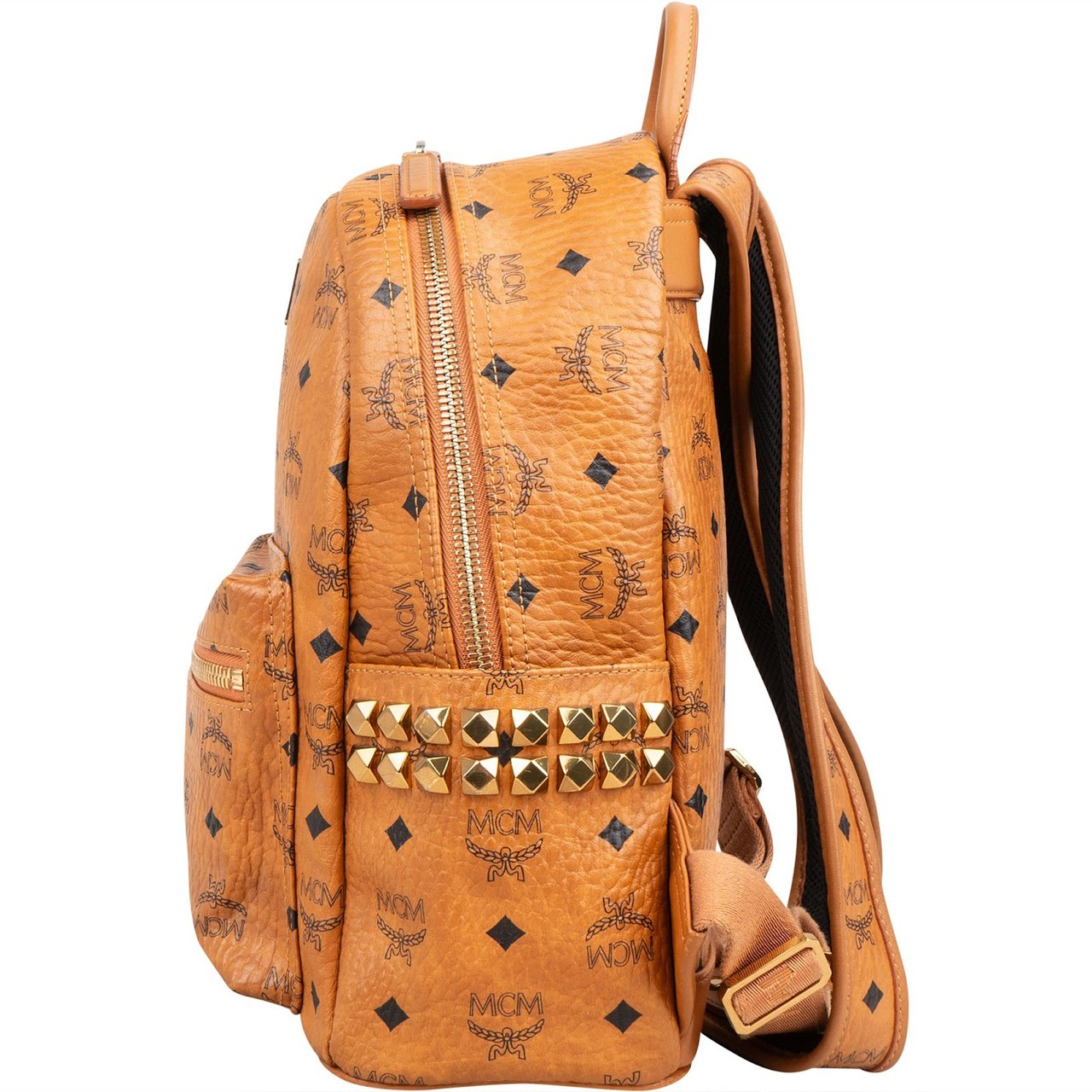 MCM Monogram Visetos Stark Side Studs Backpack Bruin