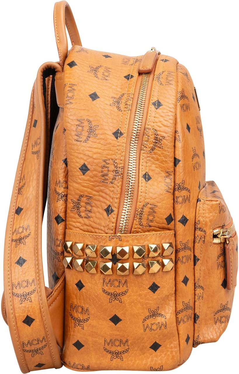 MCM Monogram Visetos Stark Side Studs Backpack Bruin