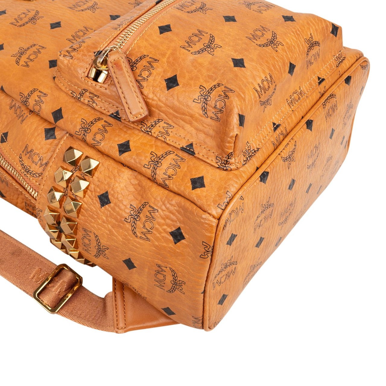 MCM Monogram Visetos Stark Side Studs Backpack Bruin