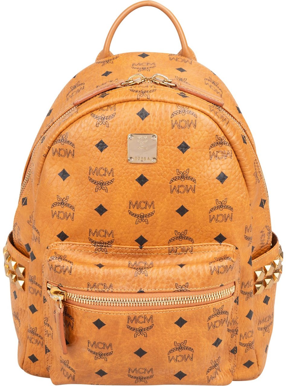 MCM Monogram Visetos Stark Side Studs Backpack Bruin