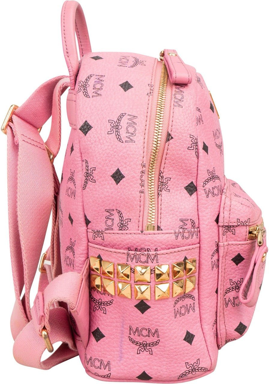 MCM Monogram Visetos Stark Side Studs Mini Backpack Roze