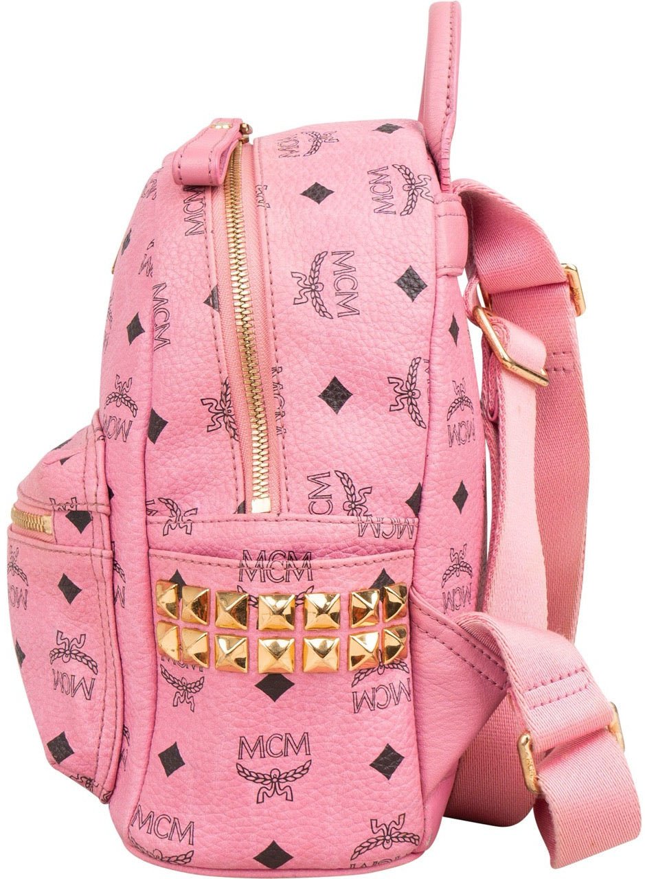 MCM Monogram Visetos Stark Side Studs Mini Backpack Roze