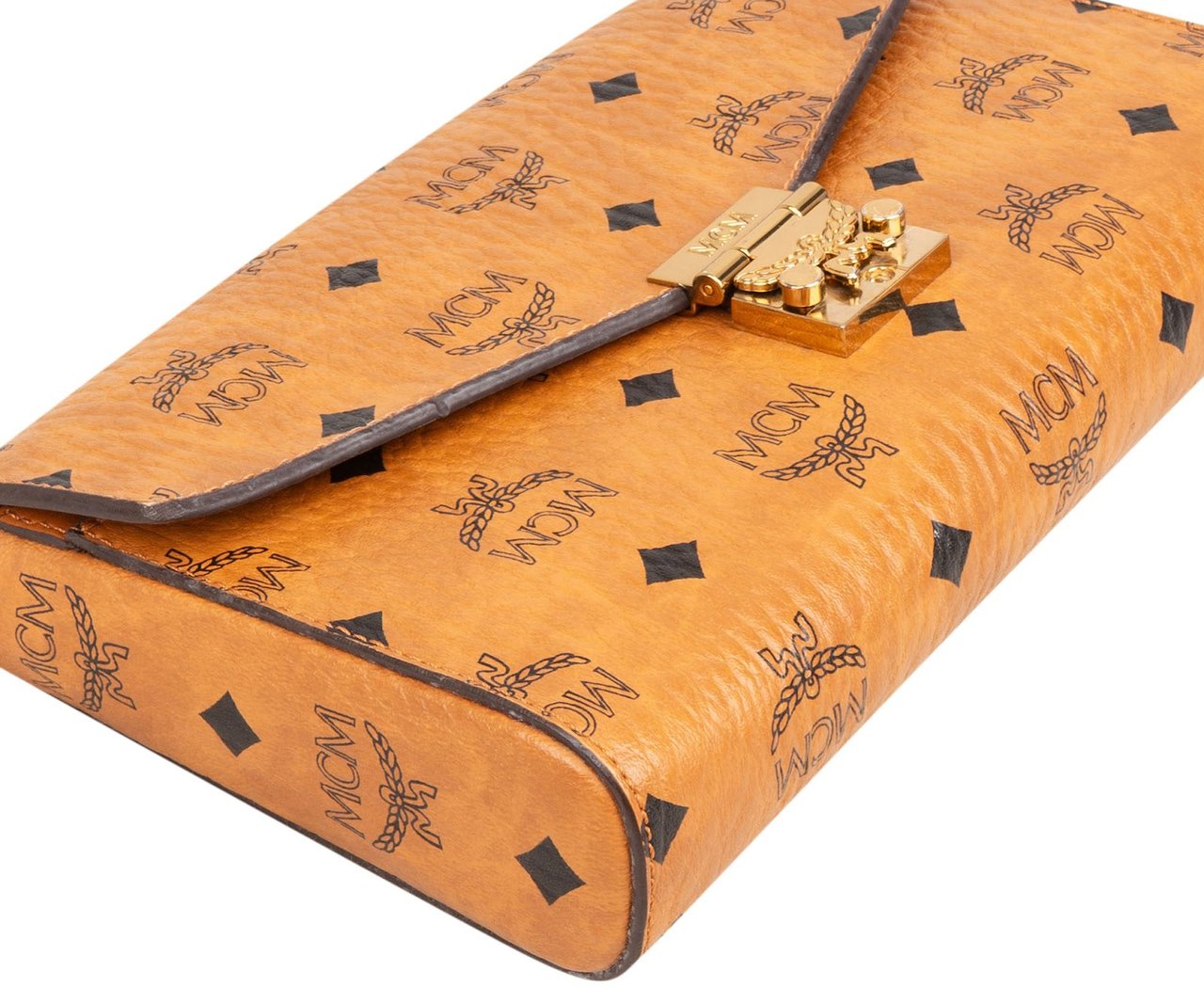 MCM Monogram Visetos Patricia Wallet Oh Chain Crossbody Bag Bruin