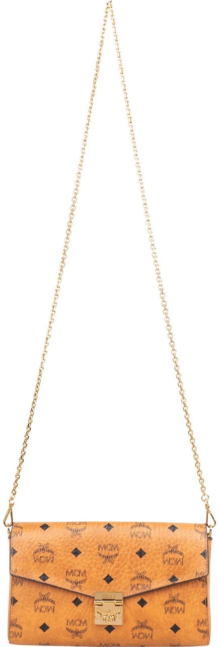 MCM Monogram Visetos Patricia Wallet Oh Chain Crossbody Bag Bruin