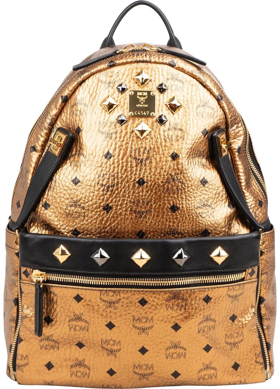 MCM Visetos Monogram Stark Studded 2 in 1 Backpack Goud