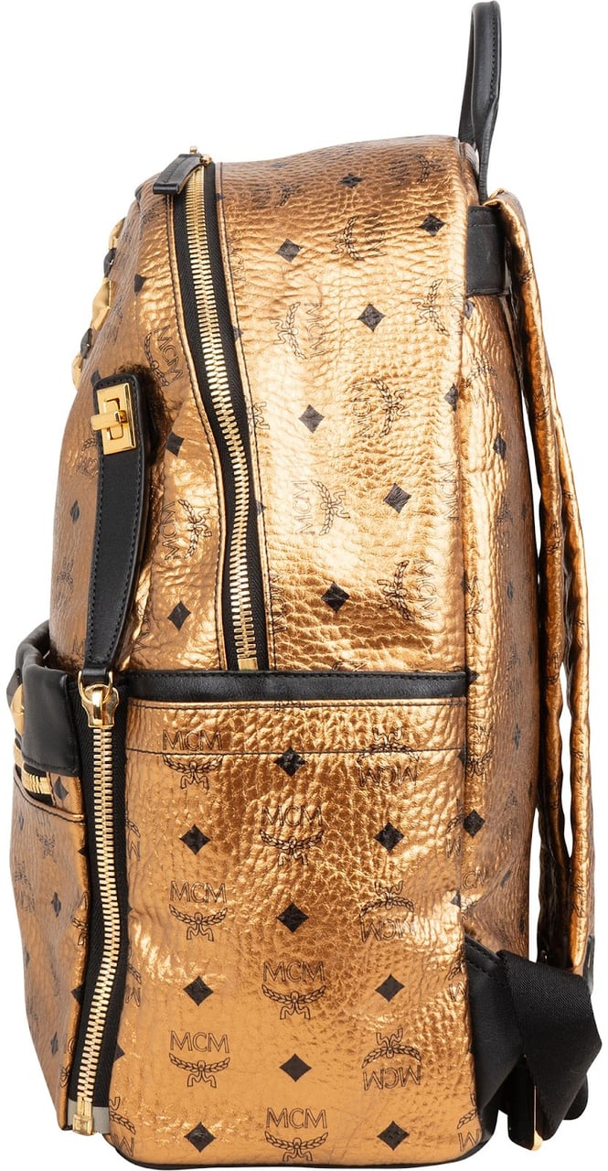 MCM Visetos Monogram Stark Studded 2 in 1 Backpack Goud