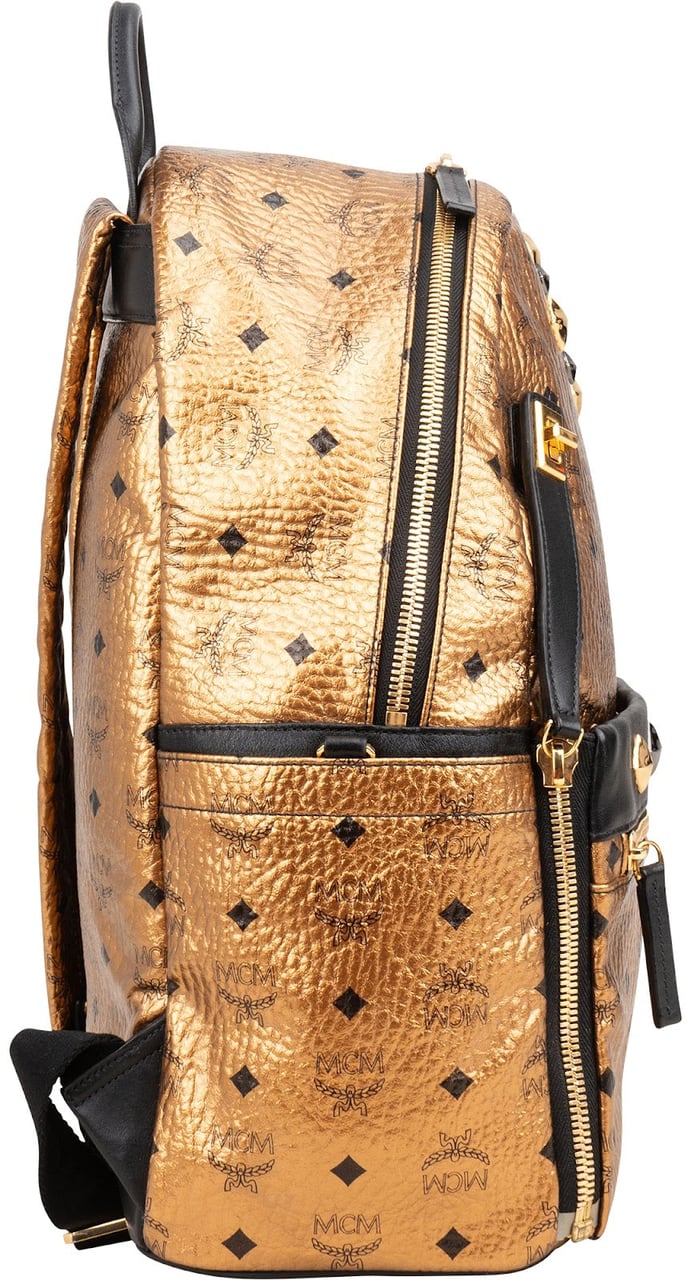 MCM Visetos Monogram Stark Studded 2 in 1 Backpack Goud