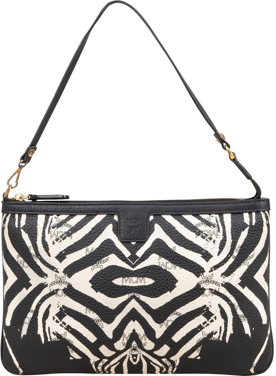 MCM Monogram Zebra Visetos Pochette Shoulder Bag Zwart