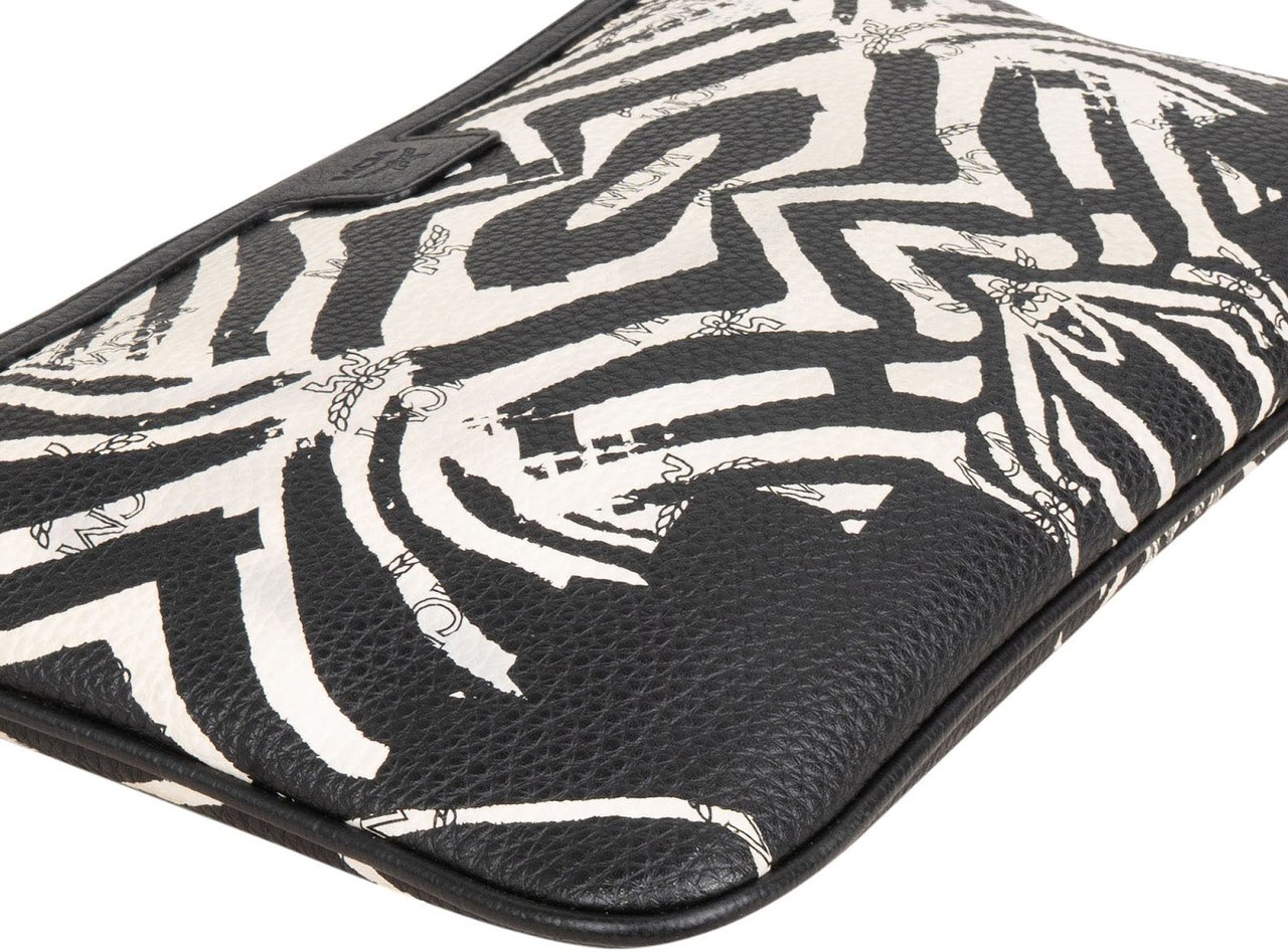MCM Monogram Zebra Visetos Pochette Shoulder Bag Zwart