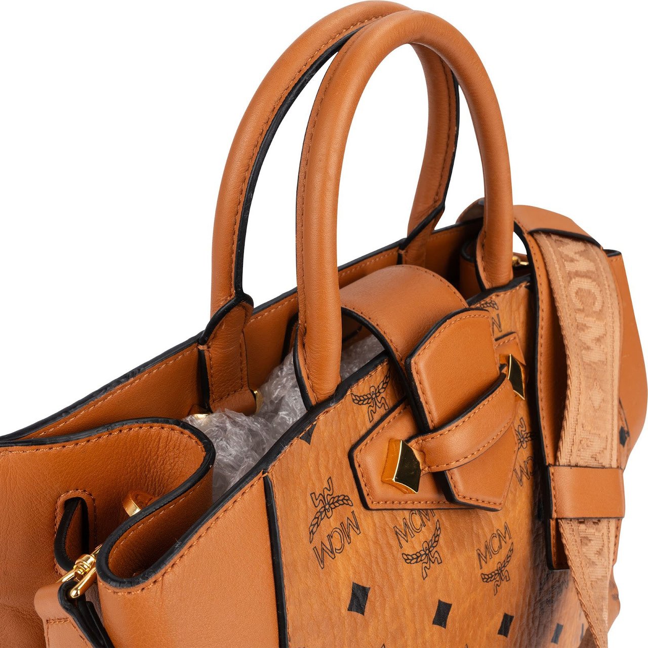 MCM Monogram Visetos Aren Tote Handbag Bruin