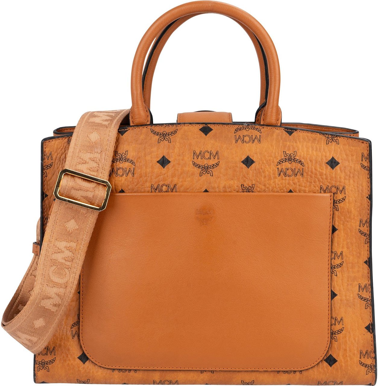 MCM Monogram Visetos Aren Tote Handbag Bruin