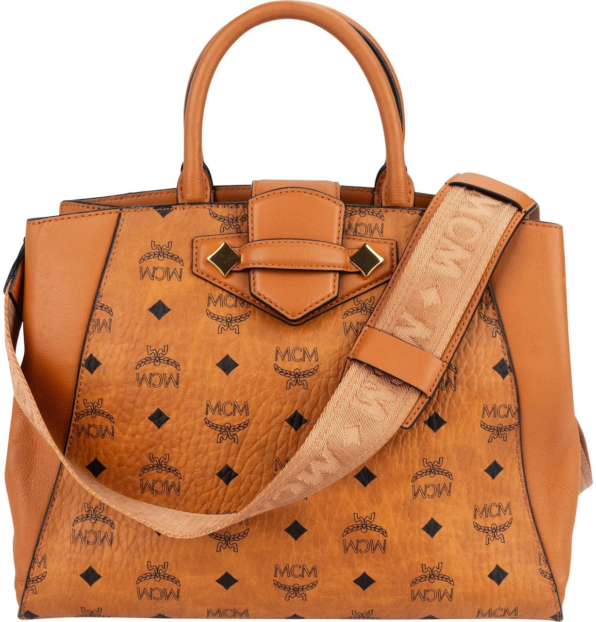 MCM Monogram Visetos Aren Tote Handbag Bruin
