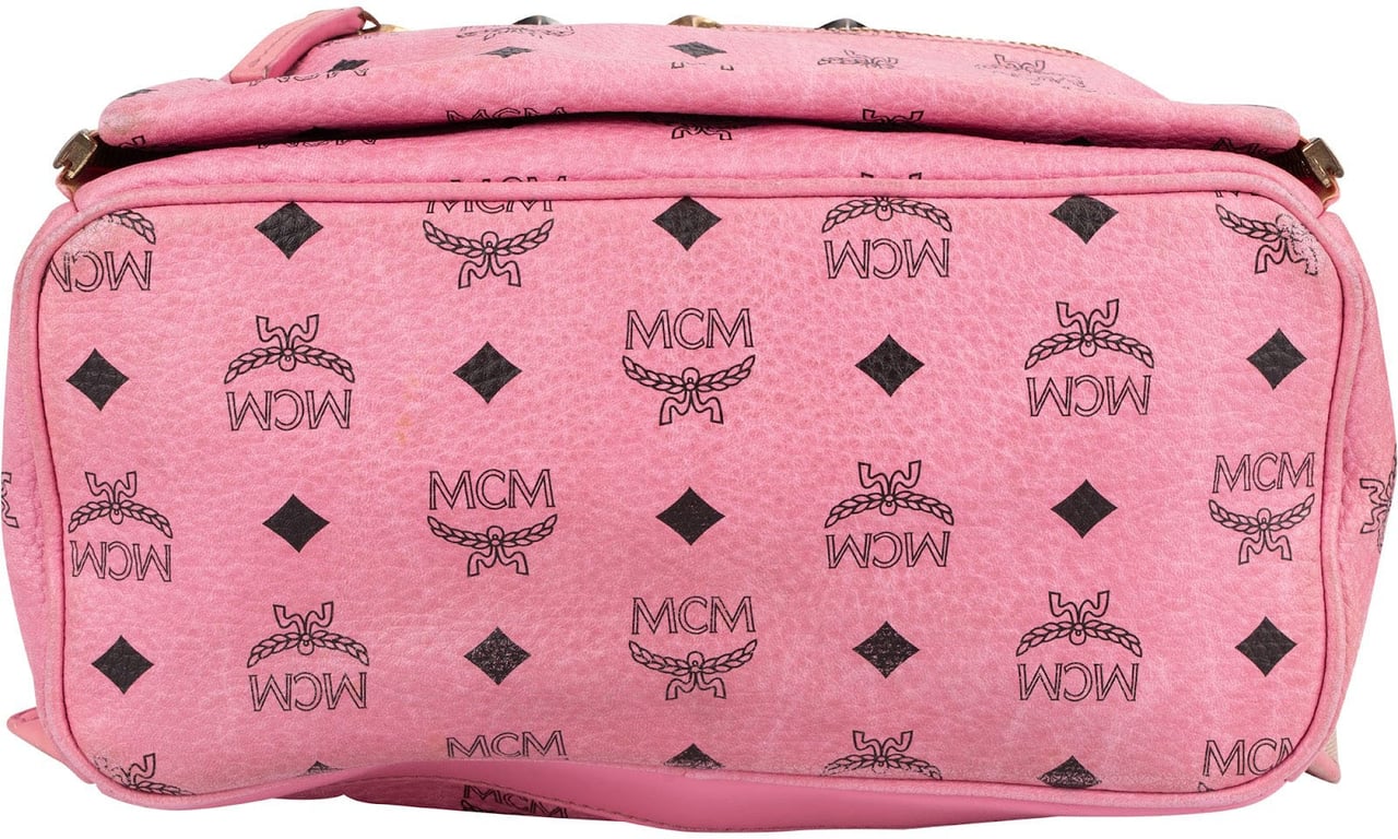 MCM Visetos Monogram Stark Studded Small 2 in 1 Backpack Roze