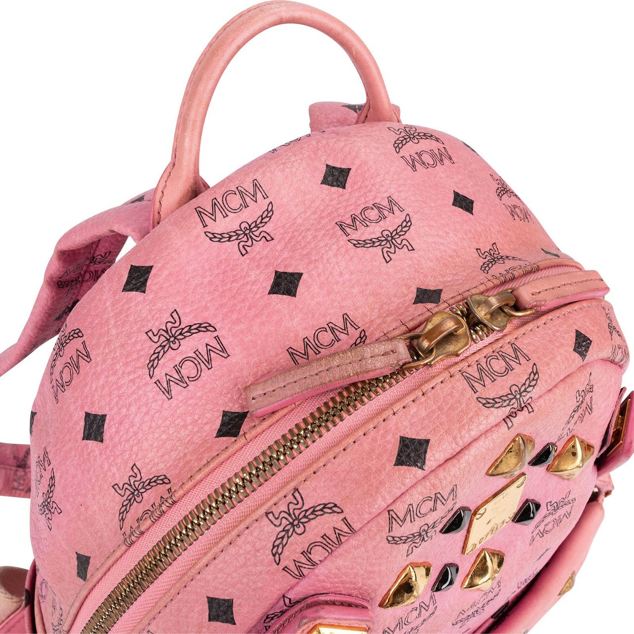 MCM Visetos Monogram Stark Studded Small 2 in 1 Backpack Roze