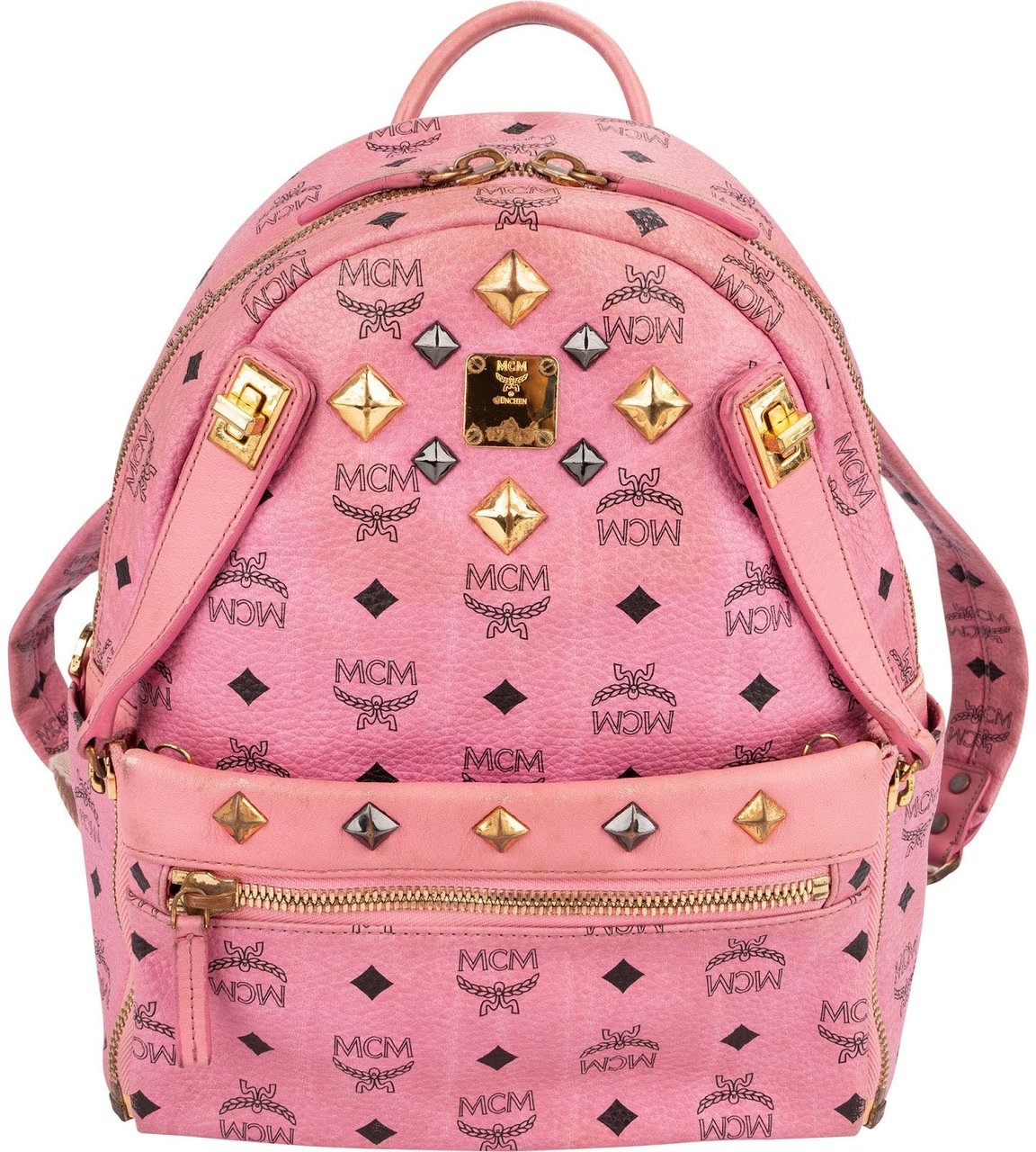 MCM Visetos Monogram Stark Studded Small 2 in 1 Backpack Roze