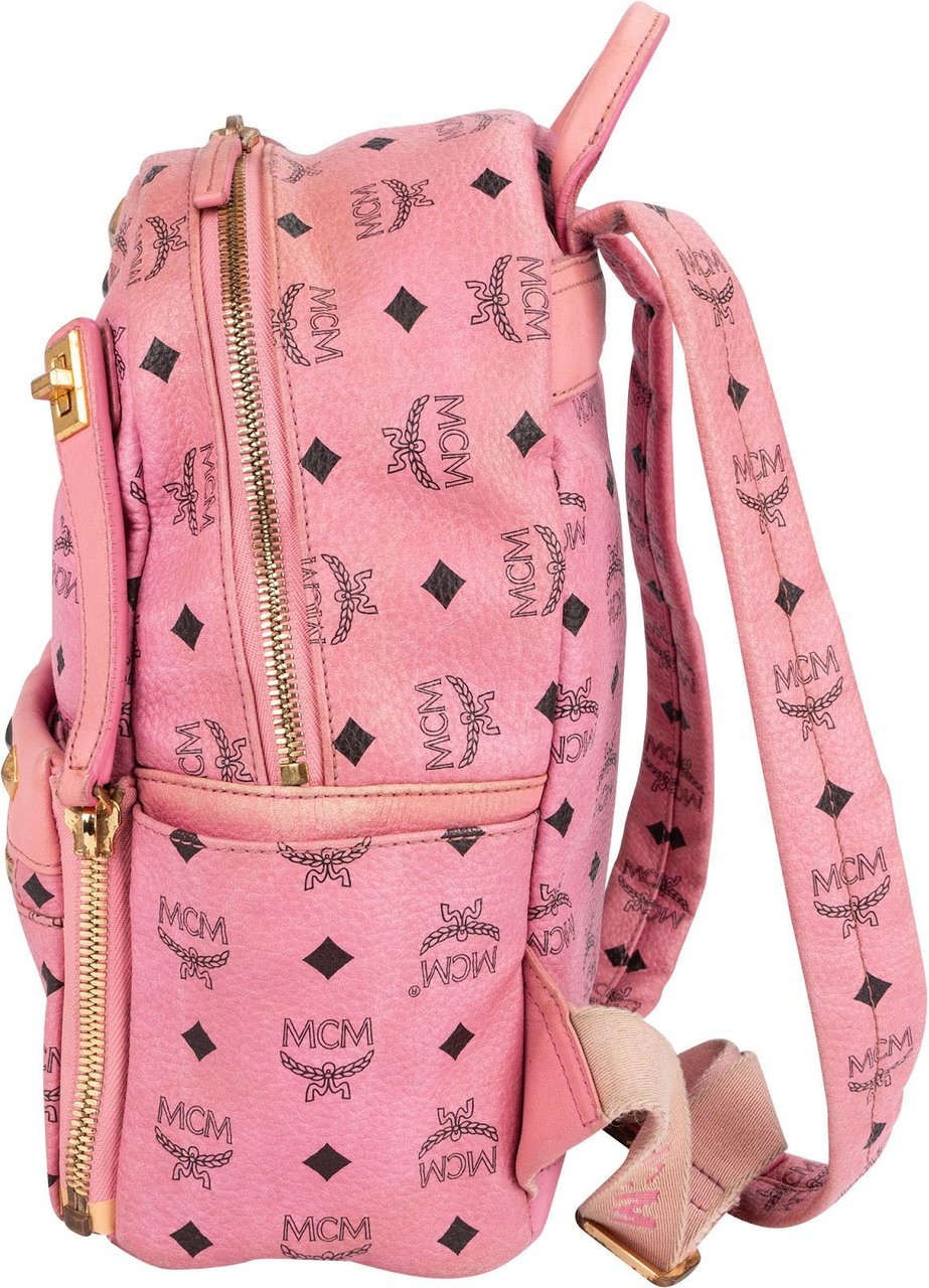 MCM Visetos Monogram Stark Studded Small 2 in 1 Backpack Roze