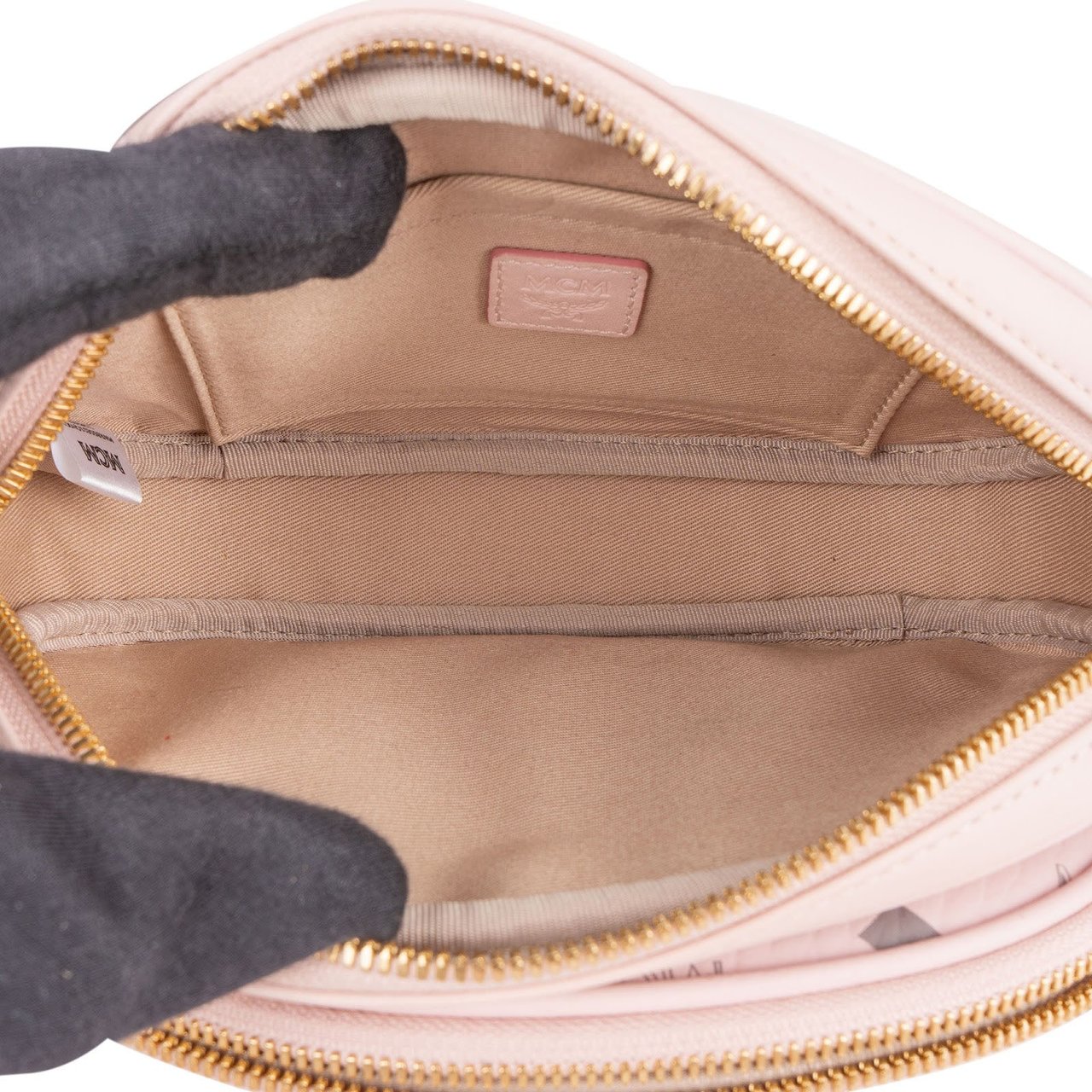 MCM Pink Leather Visetos Aren Belt Detachable Pouch Crossbody Bag Roze