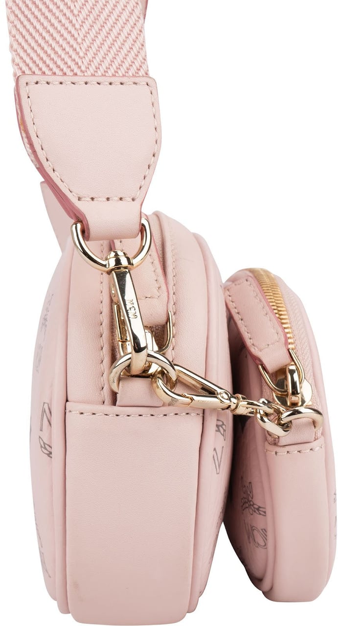 MCM Pink Leather Visetos Aren Belt Detachable Pouch Crossbody Bag Roze