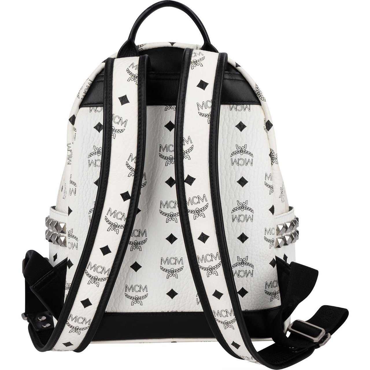 MCM Monogram Visetos Stark Side Studs Mini Backpack Wit