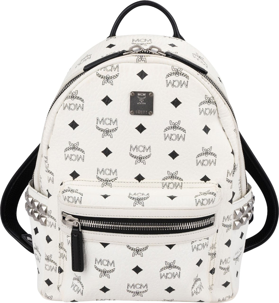 MCM Monogram Visetos Stark Side Studs Mini Backpack Wit
