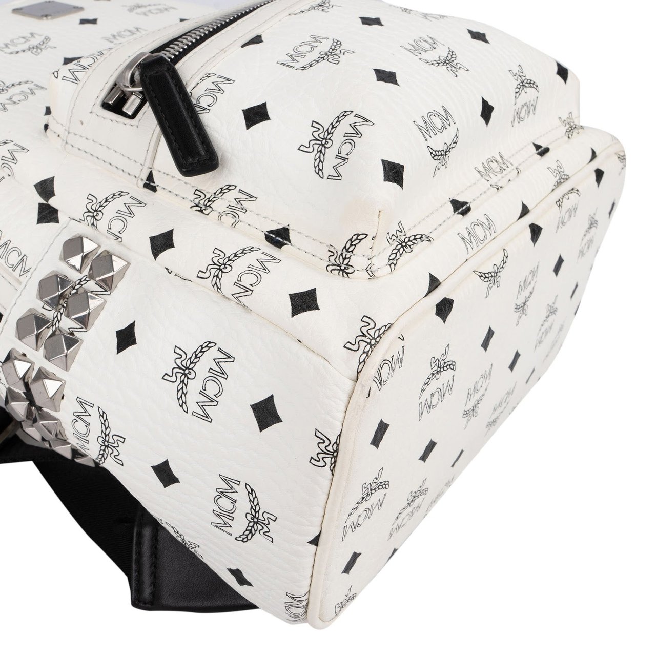 MCM Monogram Visetos Stark Side Studs Mini Backpack Wit