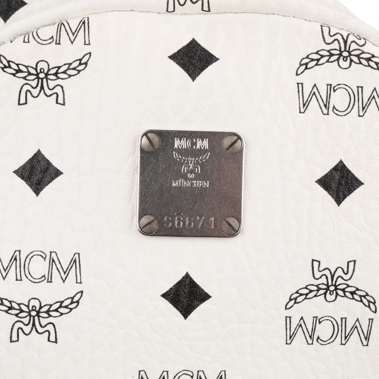 MCM Monogram Visetos Stark Side Studs Mini Backpack Wit