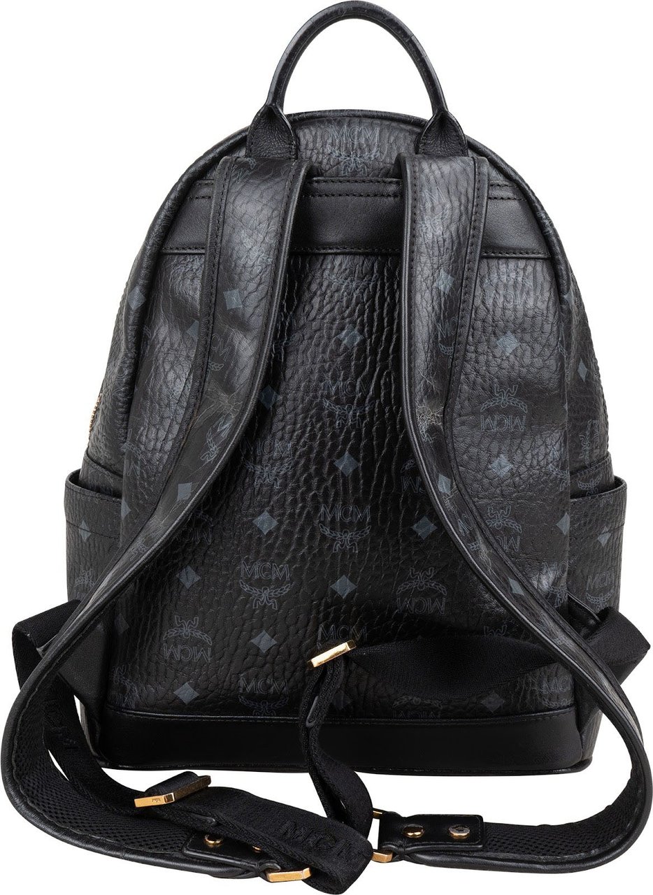 MCM Visetos Monogram Stark Studs Small 2 in 1 Backpack Zwart