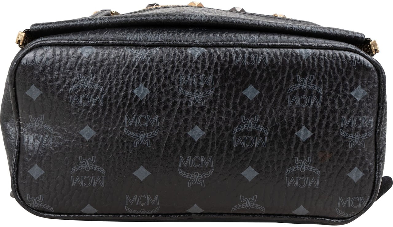 MCM Visetos Monogram Stark Studs Small 2 in 1 Backpack Zwart