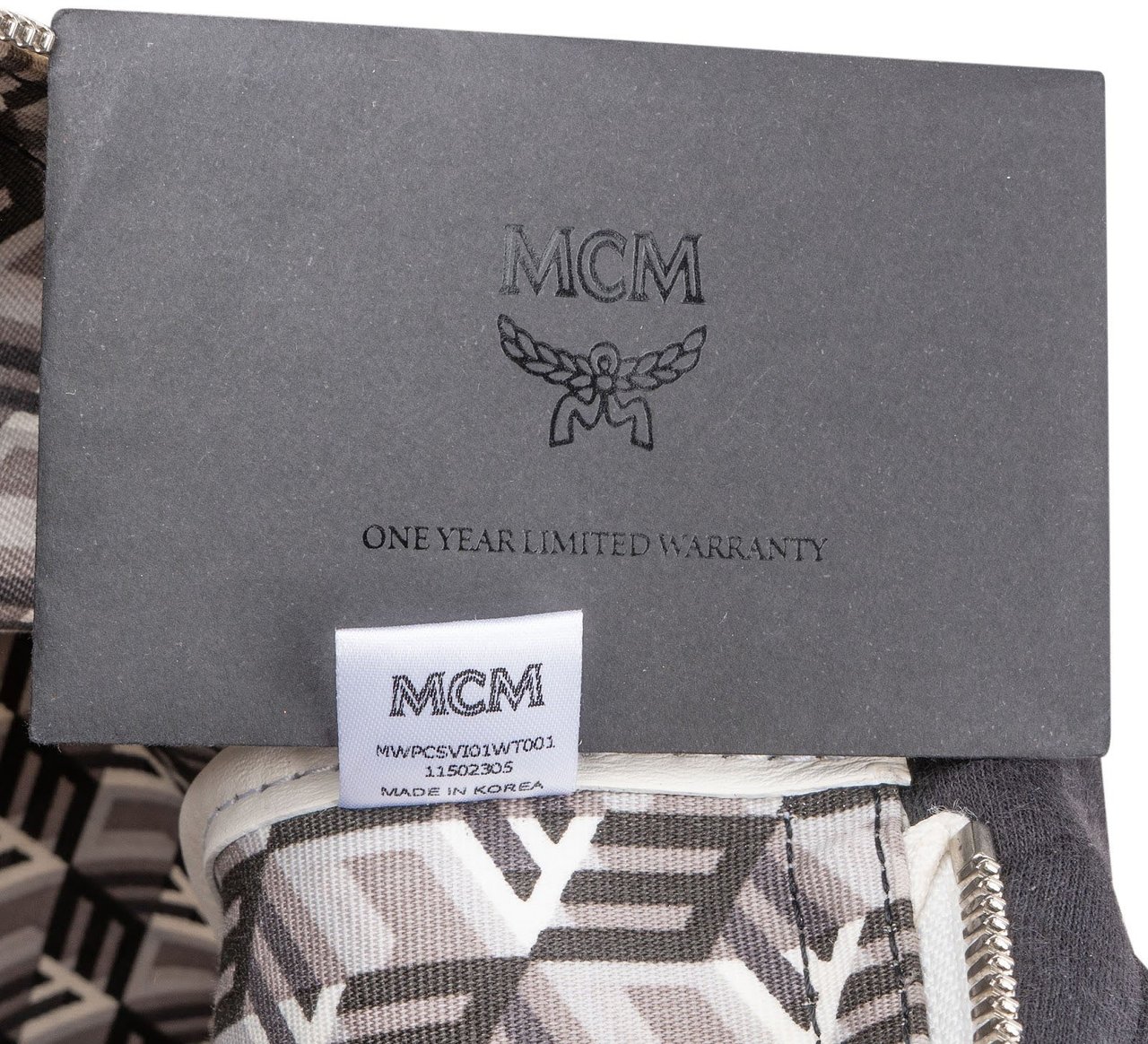 MCM Monogram Visetos Pochette Clutch Shoulder Bag Wit