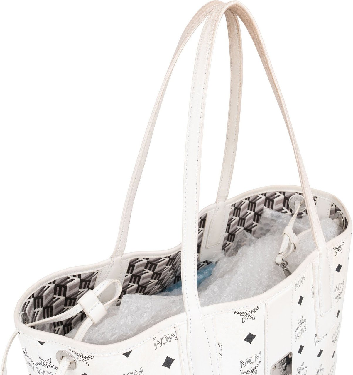 MCM Monogram Visetos Liz Reversible Shopper Shoulder Bag Wit