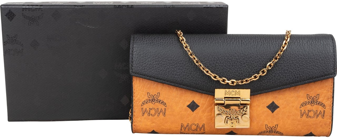 MCM Monogram Visetos Patricia Wallet On Chain Crossbody Bag Bruin