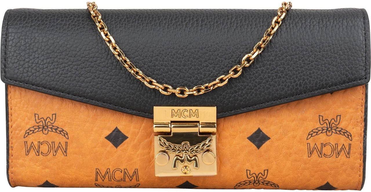 MCM Monogram Visetos Patricia Wallet On Chain Crossbody Bag Bruin