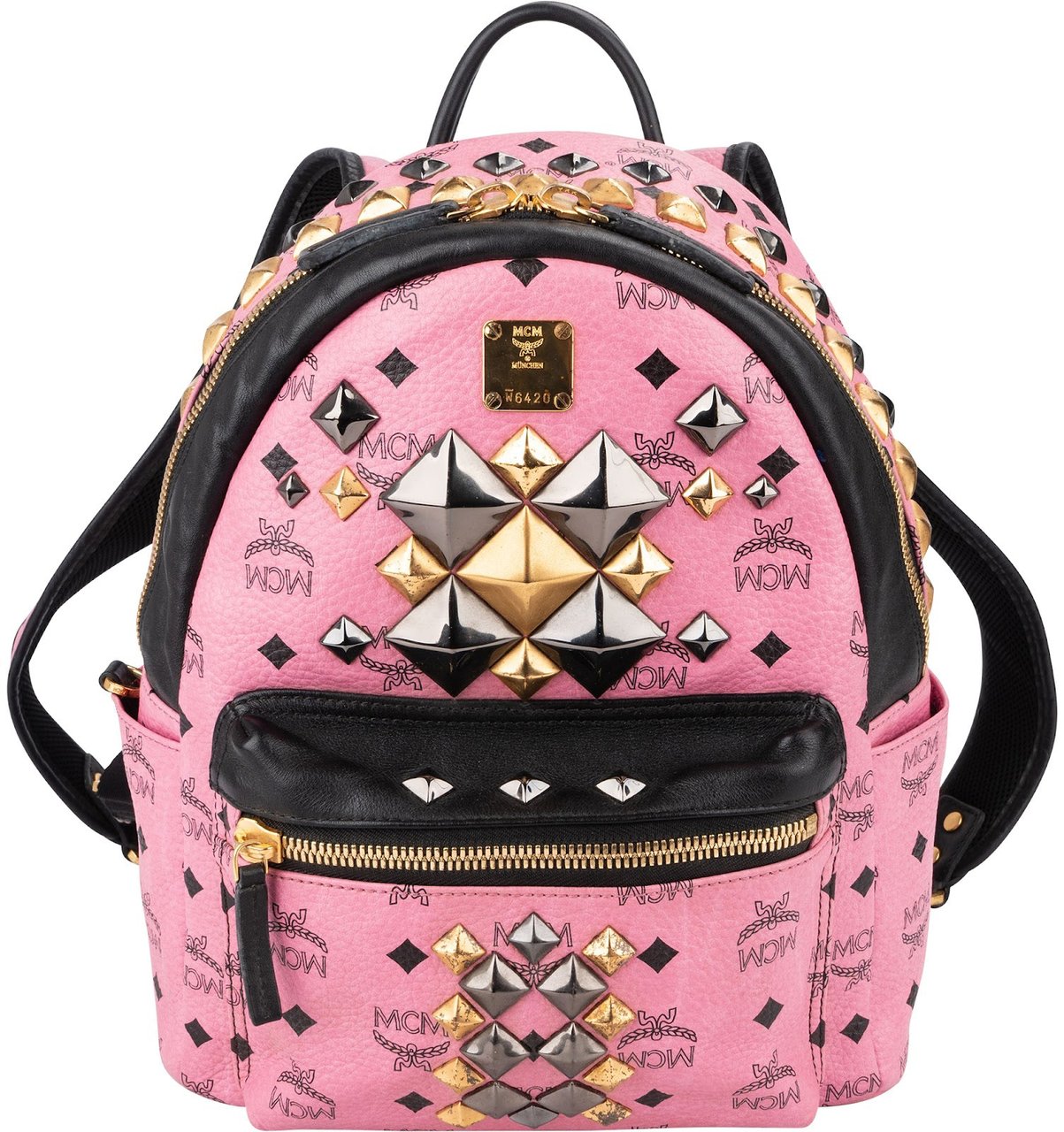 MCM Monogram Visetos Stark Mini Studded Backpack Roze