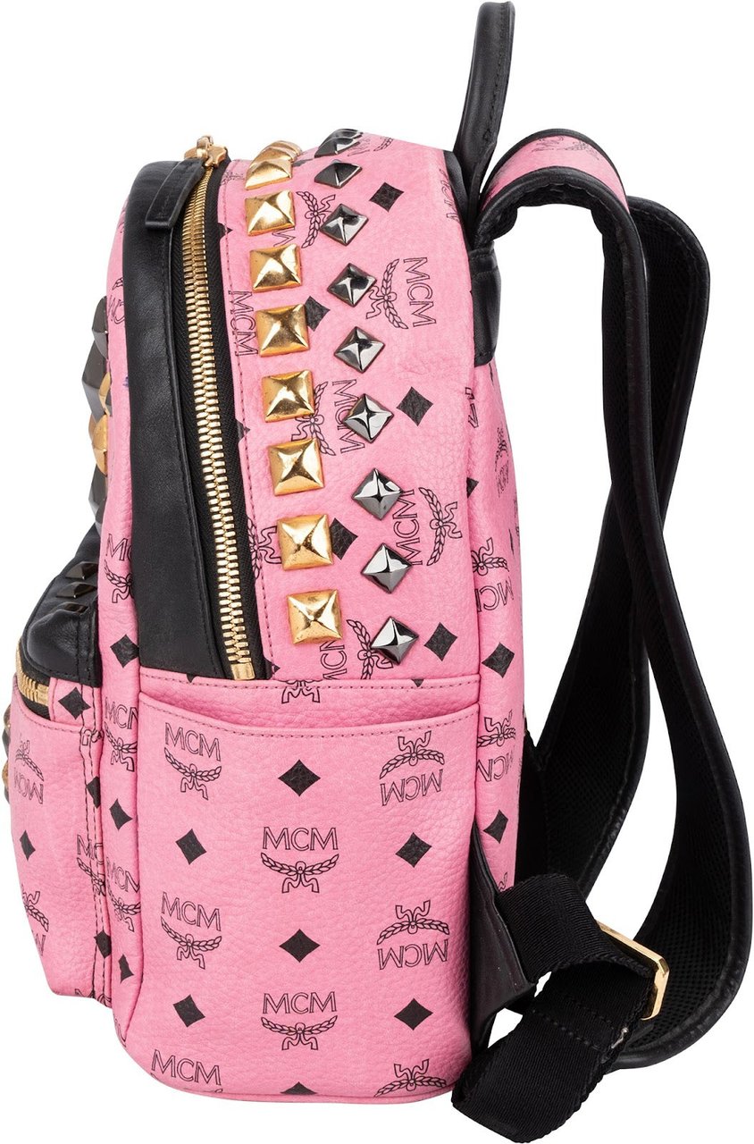MCM Monogram Visetos Stark Mini Studded Backpack Roze