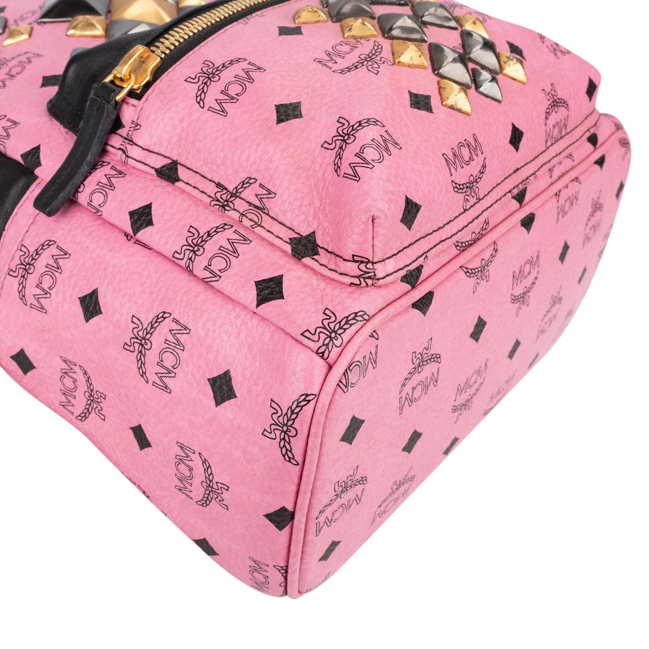 MCM Monogram Visetos Stark Mini Studded Backpack Roze