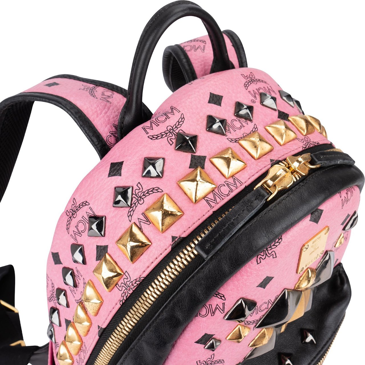 MCM Monogram Visetos Stark Mini Studded Backpack Roze