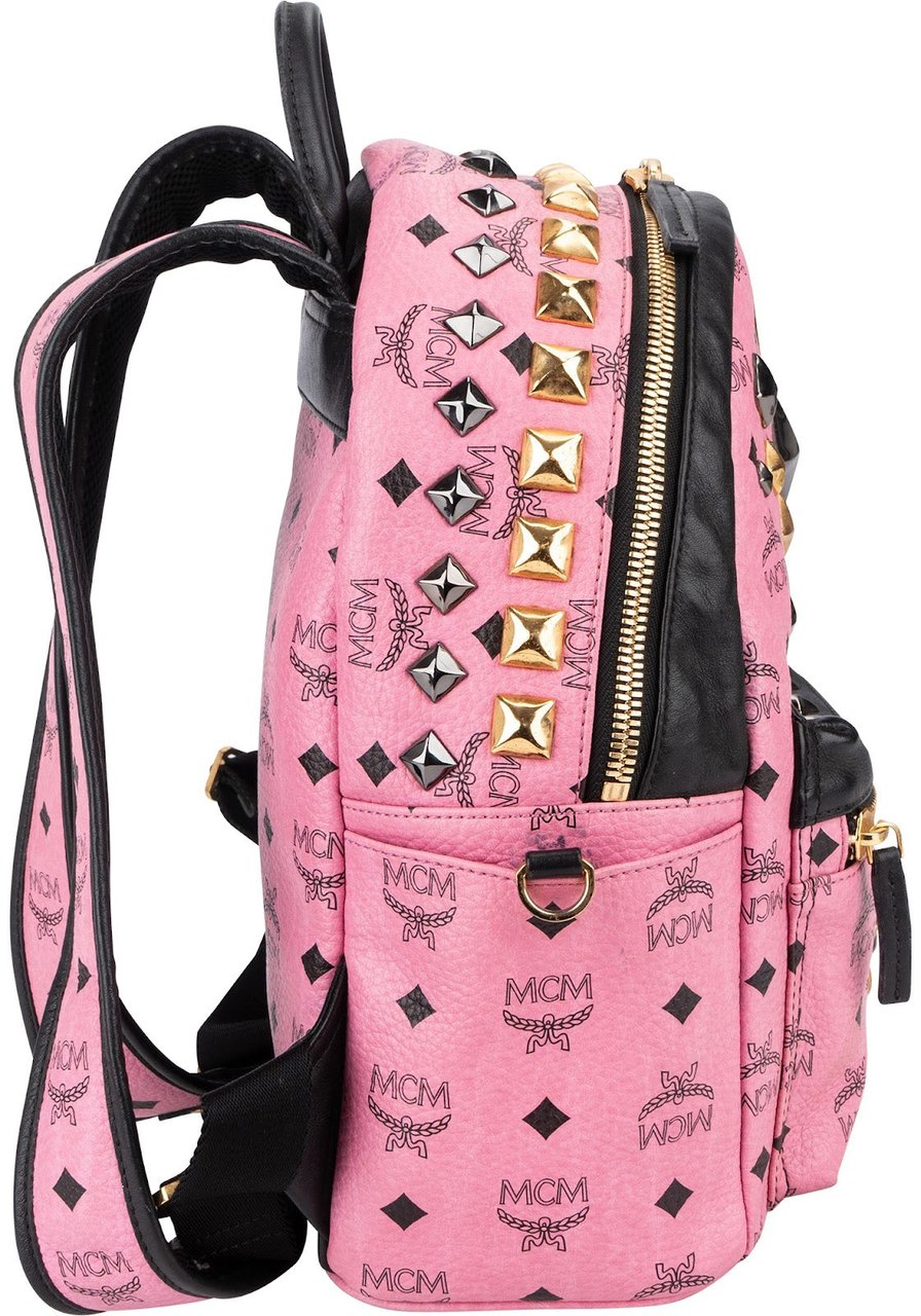 MCM Monogram Visetos Stark Mini Studded Backpack Roze
