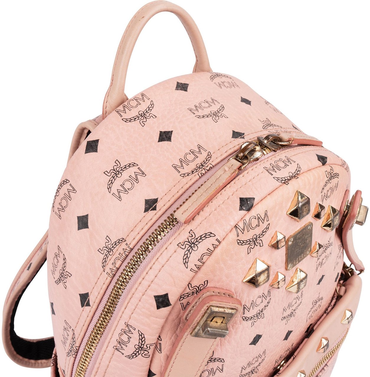 MCM Visetos Monogram Stark Studded 2 in 1 Mini Backpack Roze