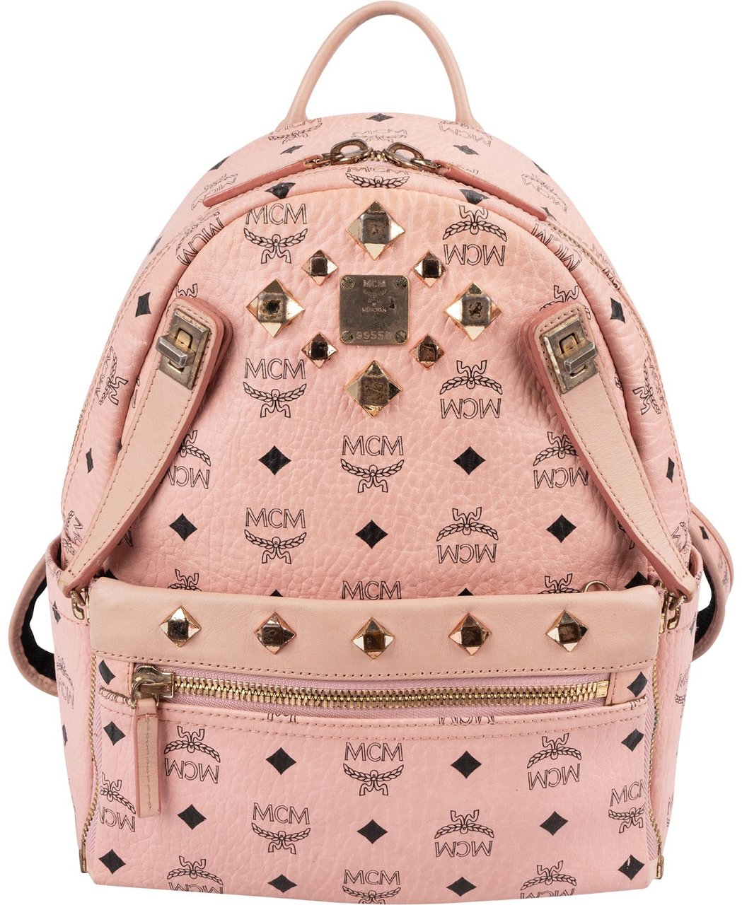 MCM Visetos Monogram Stark Studded 2 in 1 Mini Backpack Roze