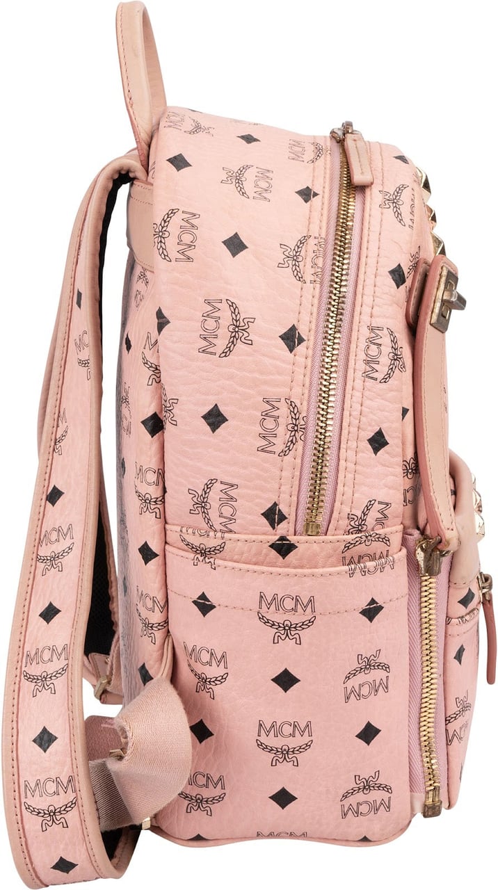 MCM Visetos Monogram Stark Studded 2 in 1 Mini Backpack Roze