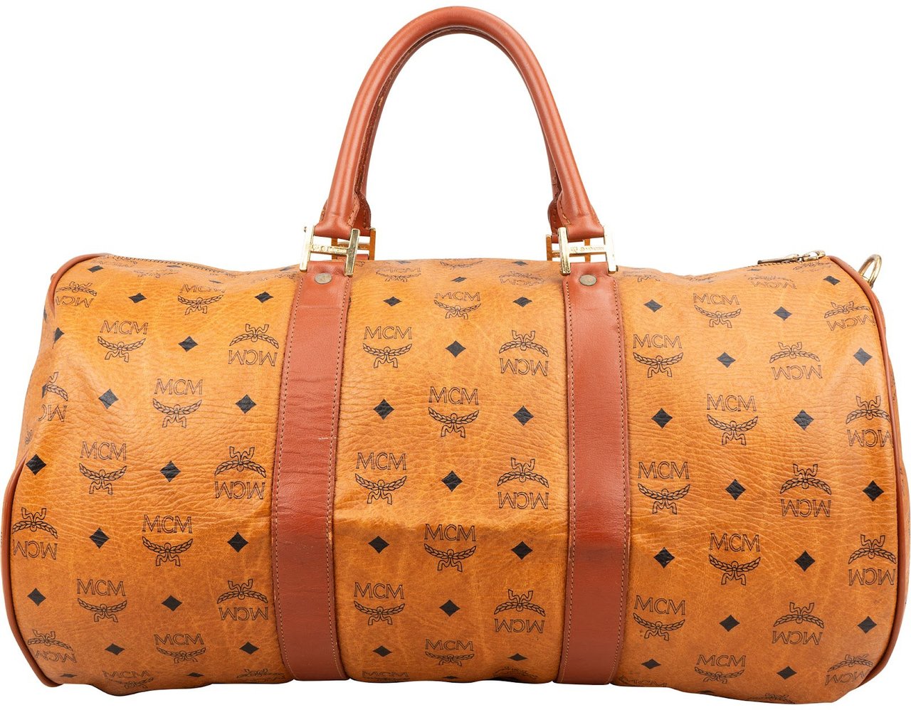 MCM Monogram Visetos Boston 50 Travel Bag Bruin