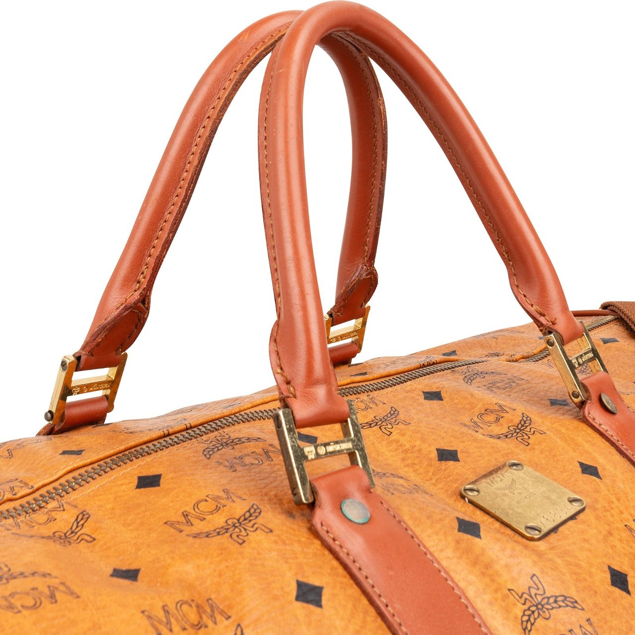 MCM Monogram Visetos Boston 50 Travel Bag Bruin