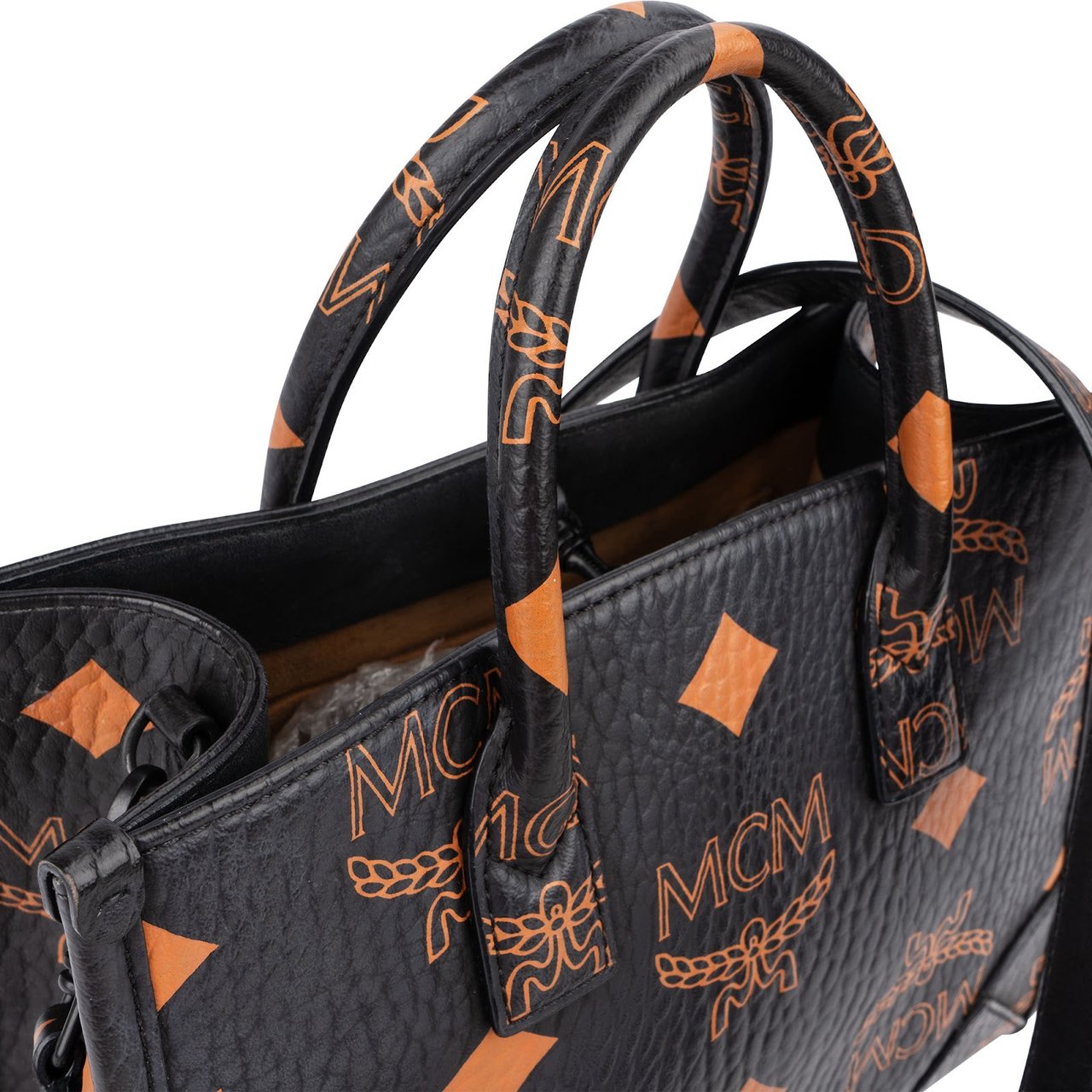 MCM Monogram Aren Mini Tote in Visetos Handbag Zwart