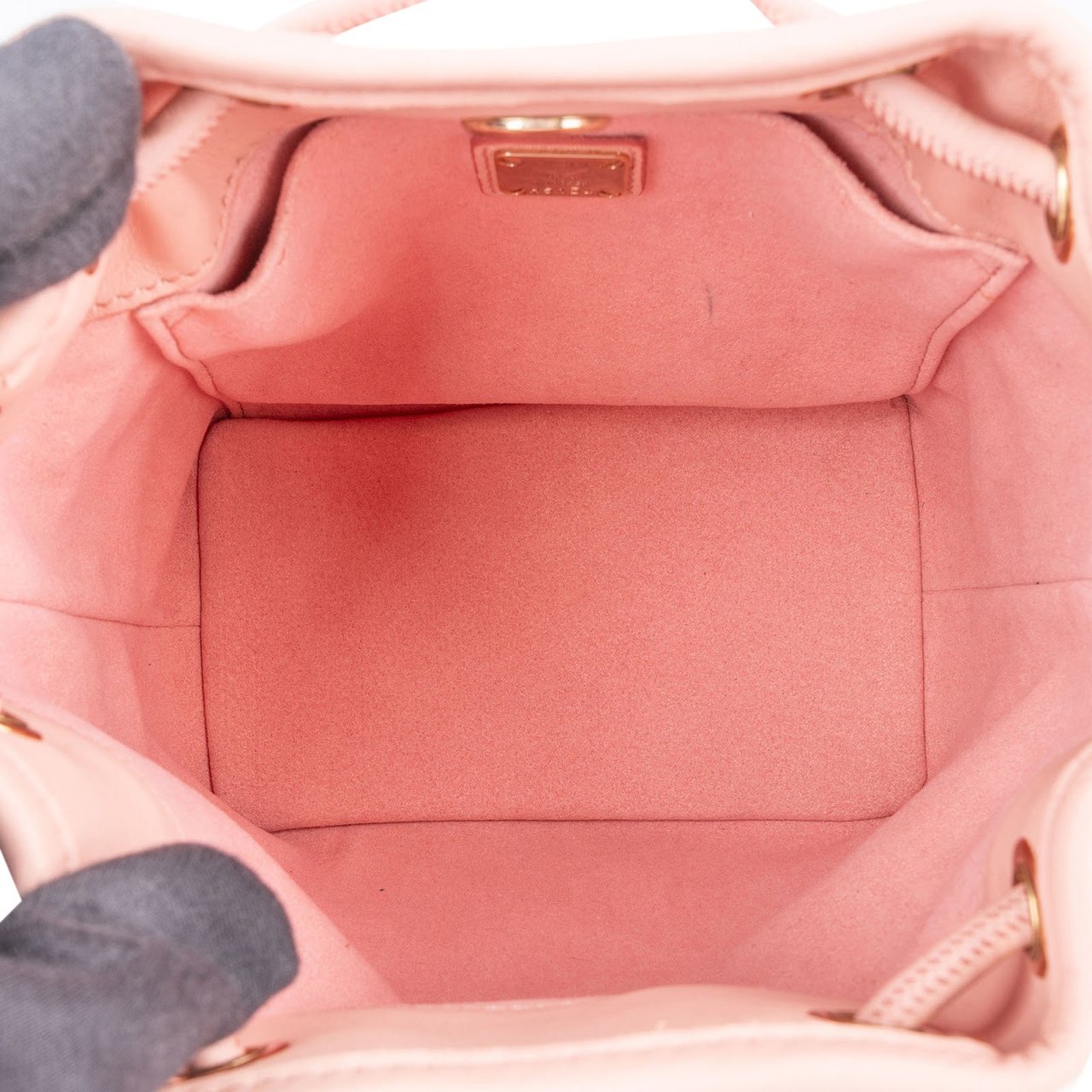 MCM Monogram Visetos Puppy Mini Drawstring Crossbody Bag Roze