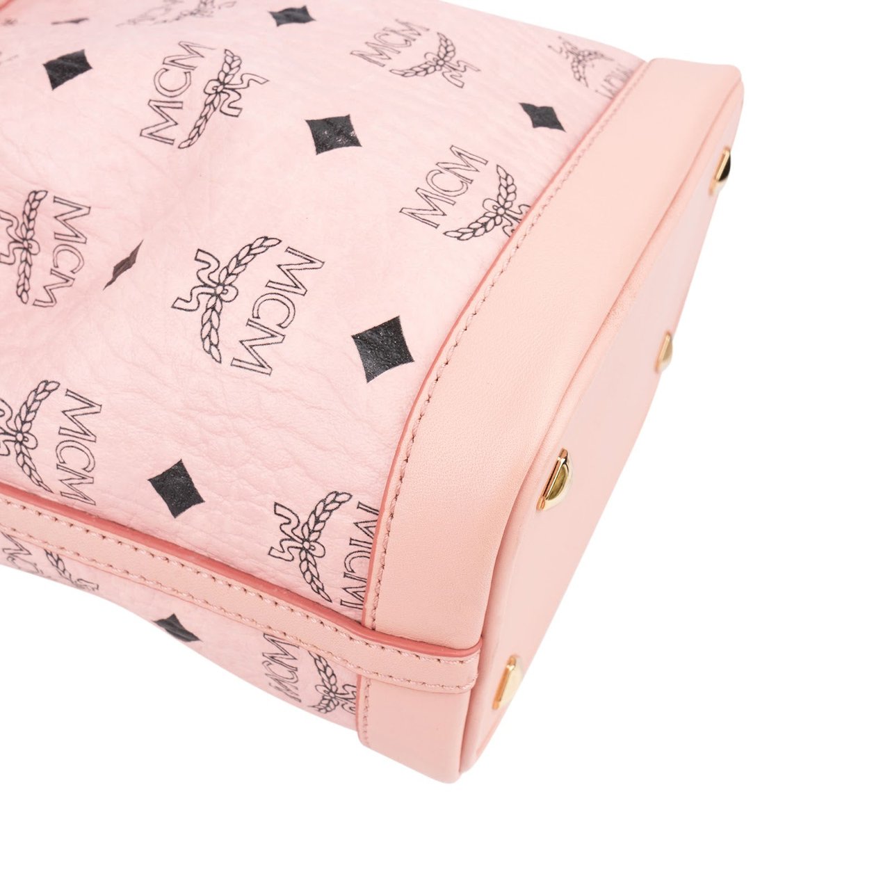MCM Monogram Visetos Puppy Mini Drawstring Crossbody Bag Roze