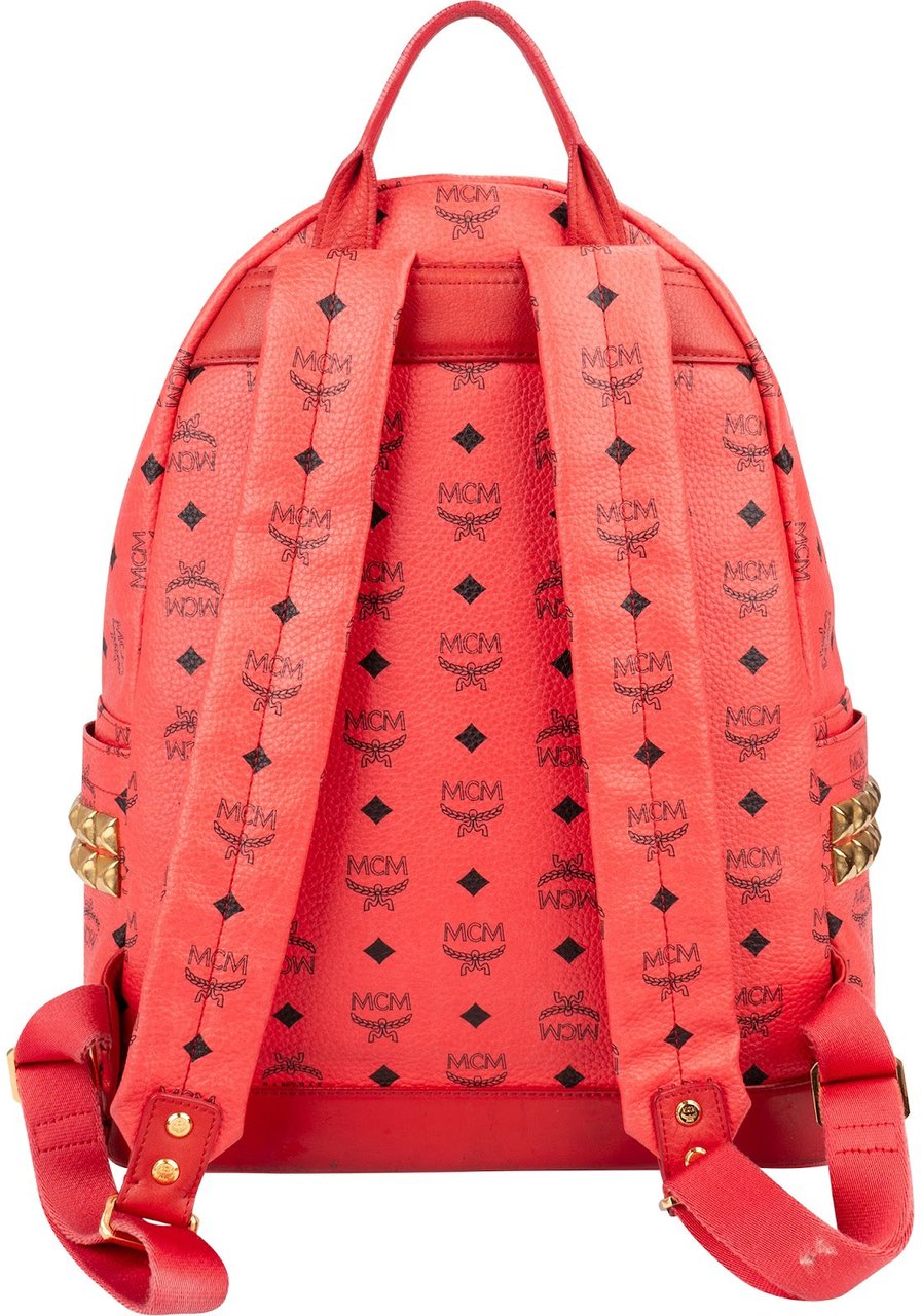 MCM Monogram Visetos Stark Side Studs Backpack Rood